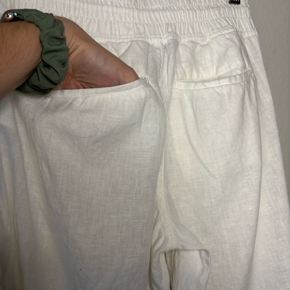 Athleta Cabo Linen Wide Leg Pant, Calla Lily SIZE 0, drawstring travel pant EUC! - Picture 12 of 16